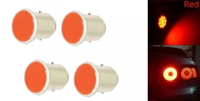 Ampoules BA15S LED P21W COB Rouge Veilleuses Feux Arrière Stop 12V 4pcs