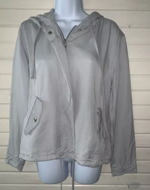 Kensie Jeans Sz MEDIUM Lyocell Hooded Casual Jacket Zip/Snap Pockets EUC 3