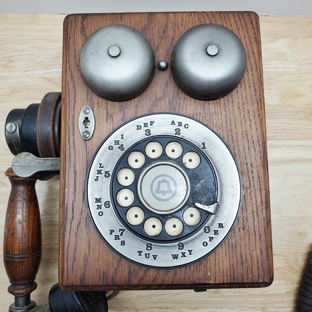 Vintage Western Electric Rotary Dial Wood Wall Mount Phone Bell UNTESTED