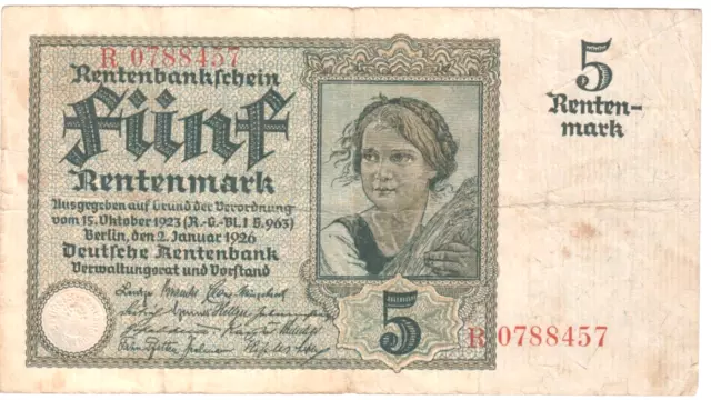 5 Rentenmark 1926, Deutsches Reich