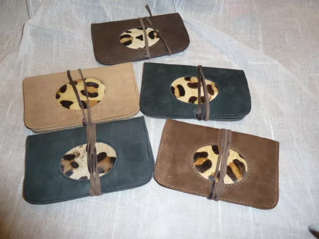 Tabakbeutel Tabaktasche Drehertasche Tobacco Pouch Blättchenfach Leder Fell