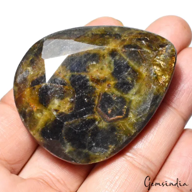 600 Cts Natural Untreated Brown With Black Spots Sapphire Pear Faceted Huge Gem