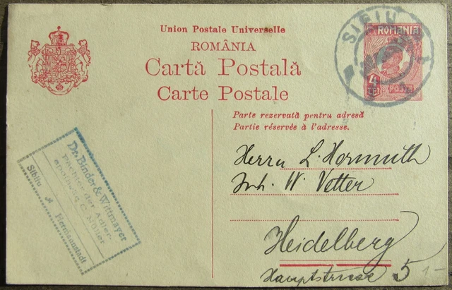 Romania 1924, Postcard, sent to Germany, Sibiu cancel
