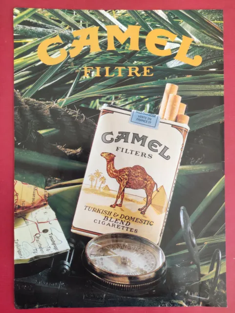 Publicite de Presse Advertising 1984 Cigarettes CAMEL Filtre (Boussole, Carte)
