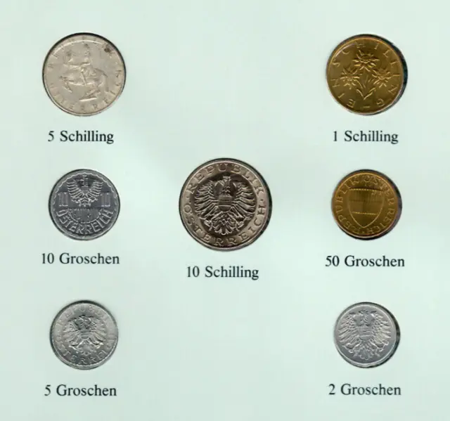 Coin Sets of All Nations Austria 1961-1994 UNC 5 Schilling 1961 Silver 1.9.89 3