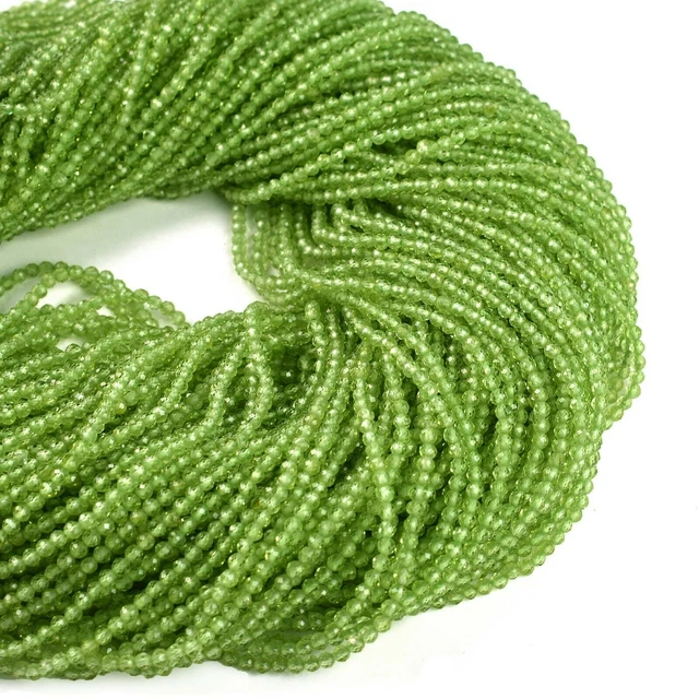 AAA++ Peridot Facettes 3-4mm Gemstone Jewelry Making Rondelles Perles 12.5"... 2