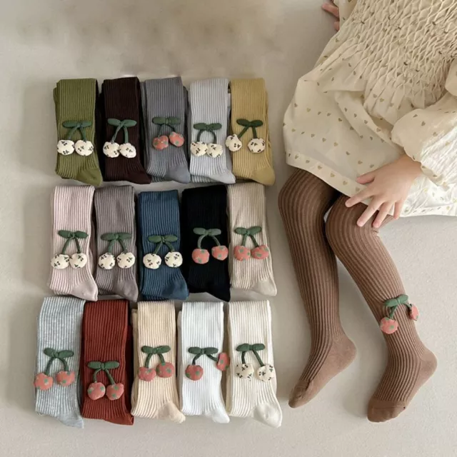 Cartoon Cherry Baby Girls Tights Soft Cotton Socks  Autumn Winter