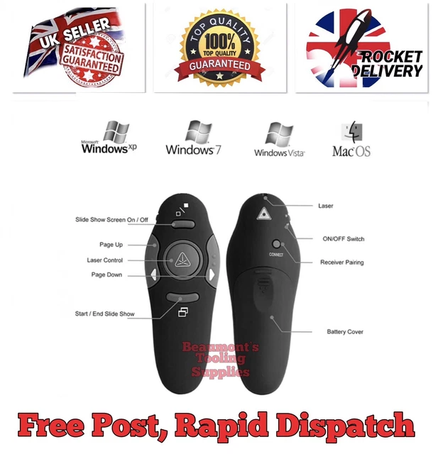 Telecomando Wireless Presentatore Per PowerPoint - Portata 100m, Luce Laser, Plug & Play Per PC E Mac - Foto 3