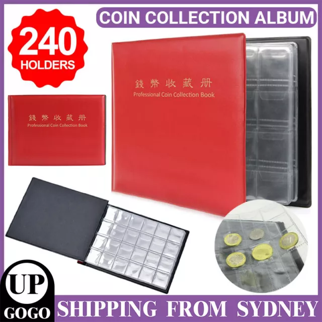 240 Coin Holder Collection Storage Collecting Money Penny Pockets Album Book AU