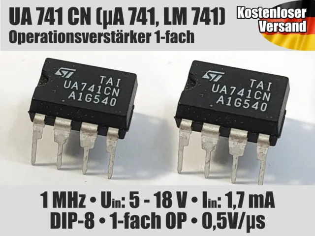 UA741 CN Operationsverstärker 1-fach 1 MHz, 5 - 18 V DIP-8 741 LM µA