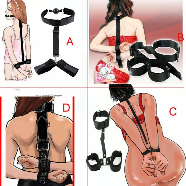 Woman Restraint Wrist Cuffs Slave Harness Neck Collar To Hand Bondage Restraints