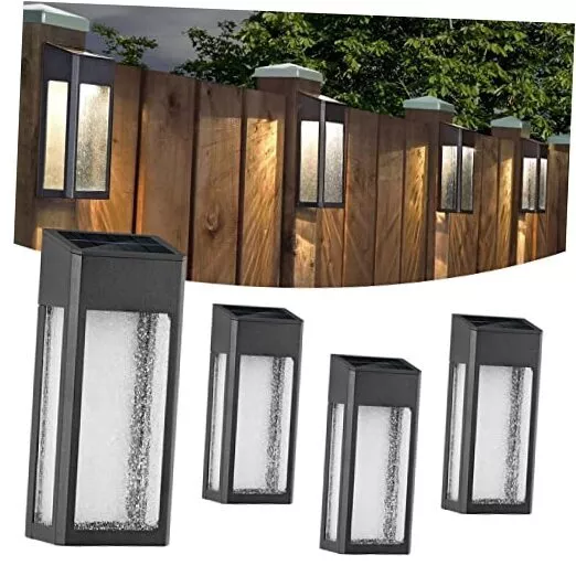 Solar Outdoor Lights, Metal Seeded Glass Solar Fence Lights, Solar Wall Light