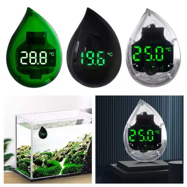 Mini thermomètre d'aquarium à affichage LED numérique, thermomètre à coller