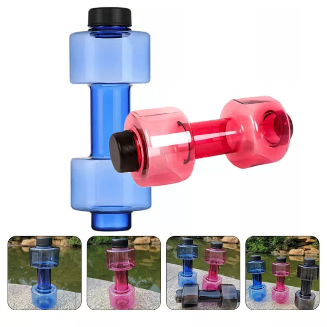 2 Pcs Plastic Water Bottle Clear Dumbbell Fitness Kettle Outdoor