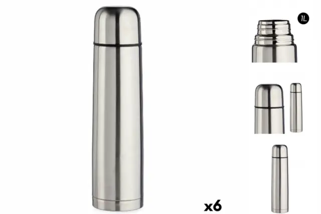 Bottiglia termica colori argento 1 L acciaio inox 6 pezzi caraffa termica