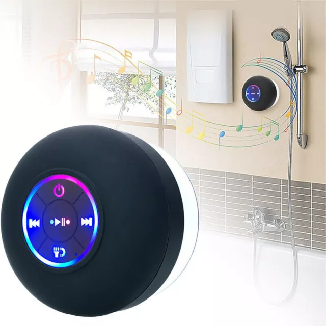 Portable Wireless Bluetooth Speaker for Shower Bathroom Waterproof Suction Black