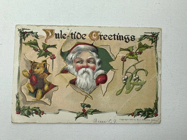 Posted Antique Christmas Postcard 1907 ~Vintage Santa  ~ Yule-tide Greetings