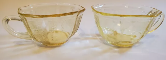 Pair of Anchor Hocking Princess Topaz Yellow Depression Glass Teacups (Set of 2)