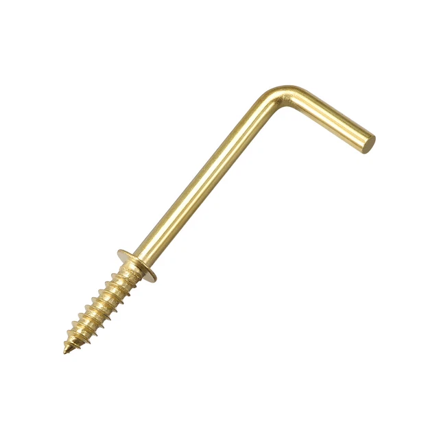 1.8" Screw Eye Hooks Self Tapping Screw-in Hanger Hooks with Plate Golden 50pcs
