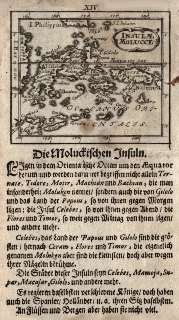 Indonésie Molukken Original Gravure sur Cuivre Carte Géographique Müller 1692