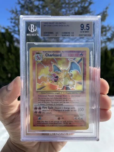 BGS 9.5 GEM MINT UNLIMITED CHARIZARD 1999 Pokemon Base #4/102 Holo Rare
