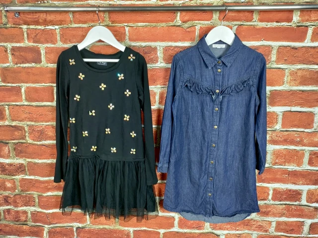 Girls Bundle Age 7-8 Years Next Bluezoo Dress Black Gem Denim Xmas Party 128Cm