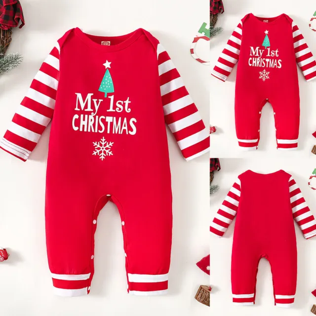 Newborn Infant Baby Boy Girls Christmas Overall Romper Bodysuit Jumpsuit Clothes