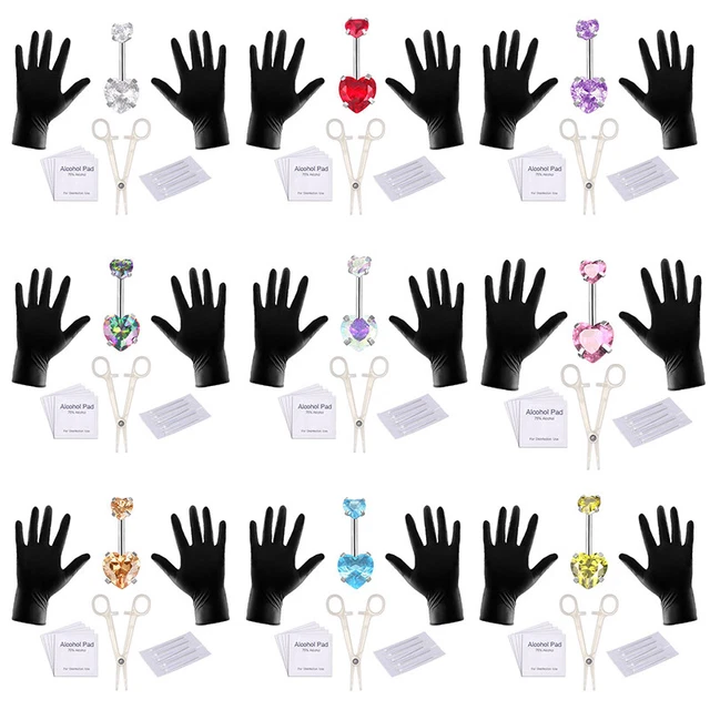 1 set kit piercing corpo con confezione ago bottoni pancia kit strumenti piercing TSDENZ $v