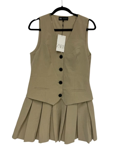 zara beige pleated dress Zara White Pleated Mini Dress
