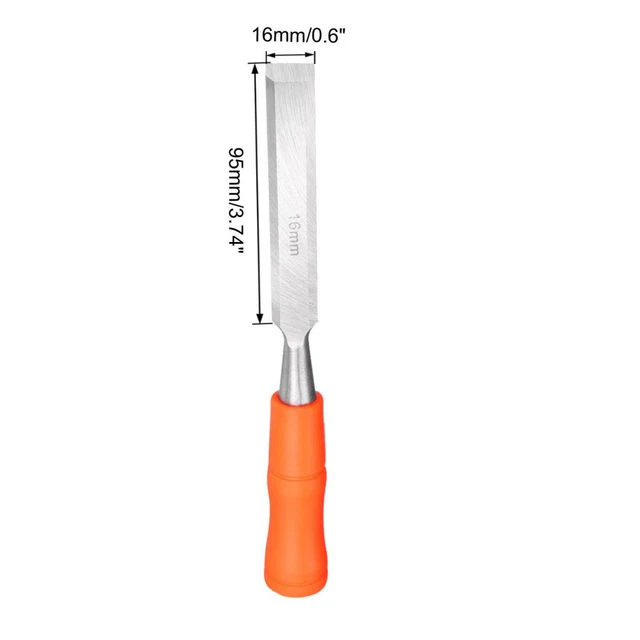 Ciseau à bois Charpenterie 0.6'' Largeur Tête plate Acier Carbone PVC Poignée 2