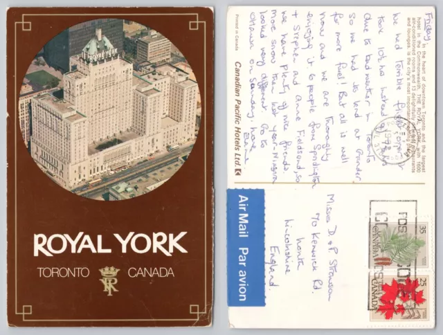 s25402 Royal York Hotel Toronto Ontario Canada  postcard 1982 stamp