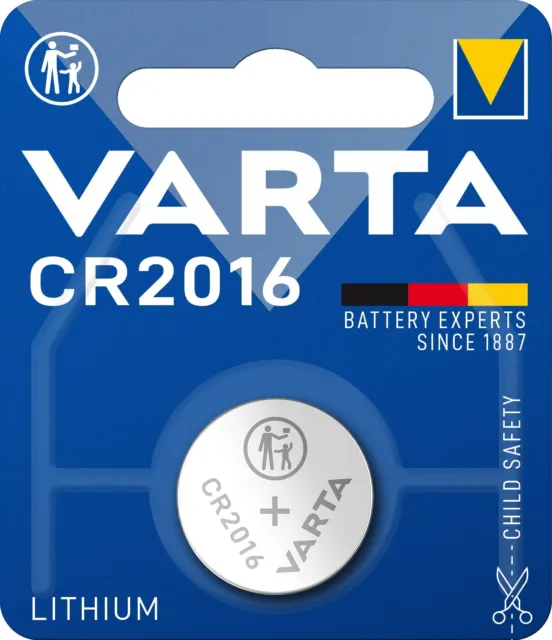 1 x Varta CR 2016 DL2016 3V Lithium Batterie Knopfzelle Blister 6016 90mAh