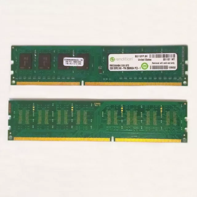 4GB Kit Rendition RM25664BA1339.8FD 2GB DDR3-1333MHz PC3-10600 Memory RAM 3