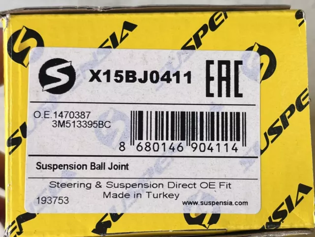 Suspensia X15BJ0411 Ball Joint For 06-13 Volvo C30 C70 S40 V50 SC