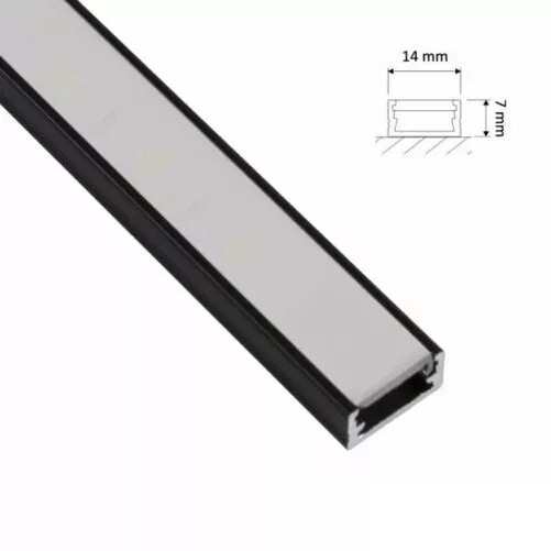 Aluminium Profil Montage Baguette " Slim " Noir pour LED Rayures + Couverture