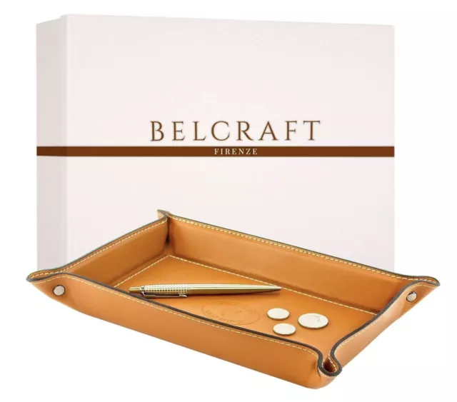 BELCRAFT Orvieto Leather Tidy Tray, Italian handmade Key Wallet, Coin Box