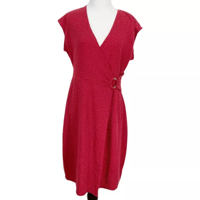 Liz Claiborne NWT Faux Wrap Dress S Safari Spice Textured Stetch Knit Paris Red