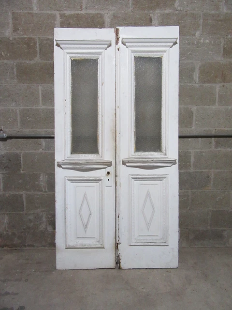~ Antique Oak Double Entrance French Doors ~ 43 X 83 ~ Architectural Salvage