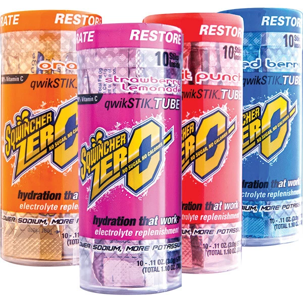 Sqwincher Qwik Stik Zero Single Serve, 0.11 oz Packs, 20 oz Yield, 20 Tubes/10