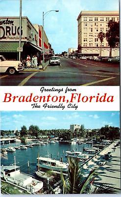 BRADENTON, FL Florida  HARBOR &  STREET SCENE  c1950s  Cars    Postcard