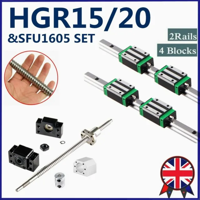 HGR15 HGR20 Linear Rail & BallScrew SFU1605 RM1605 BK/BF12 6.35*10mm Coupler Set