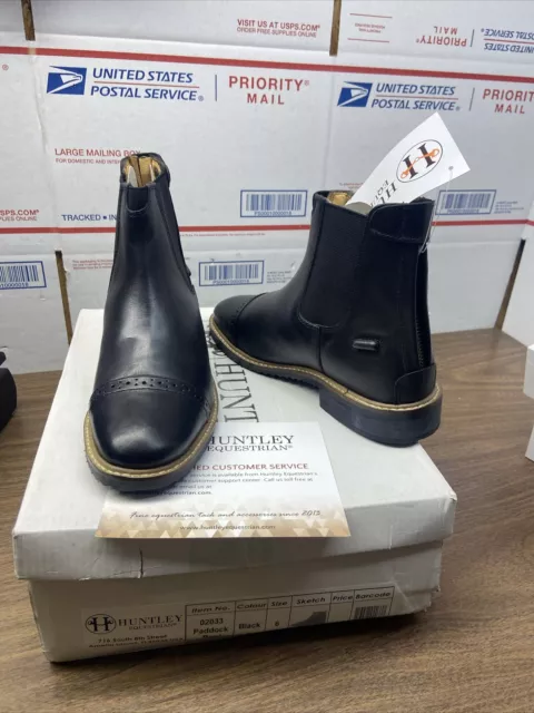 Huntley Equestrian Black Leather 02033 Paddock Boots Women's Size 6 NEW