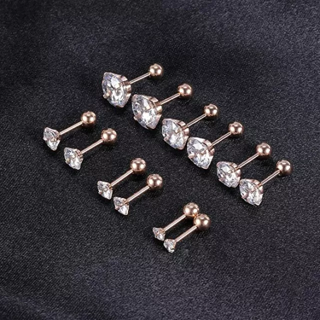 Hypoallergenic Silver Dipped Diamond Cut Cartilage Piercing Ear Stud Earrings