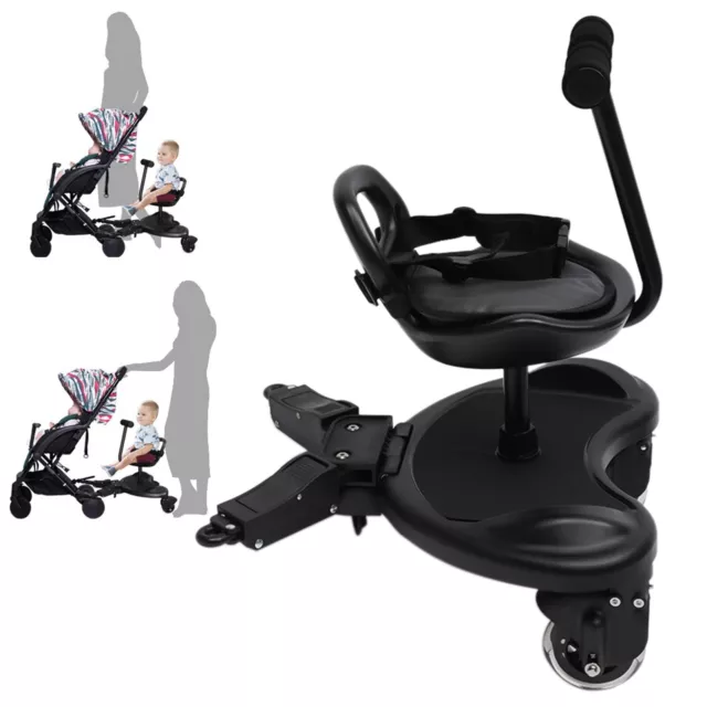 Child Pushchair Step Buggy Board Baby Carriage Attachment Riding Board Black