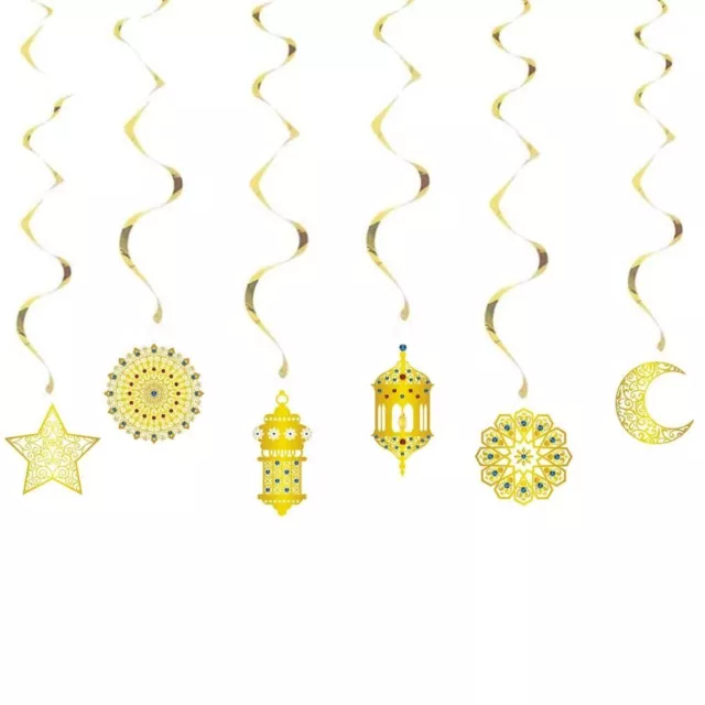 6Pcs/pack Ramadan Kareem Decoration Star Moon Pendant Ramadan Kareem Banner