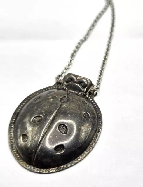 Antique Sterling Lady Bug Whistle Pendant Necklace Reed & Barton Collectible