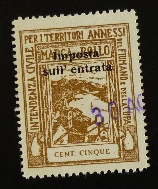 Fiume c1945 Italy Croatia Yugoslavia Ovp. Revenue Stamp - Cent. Cinque R3