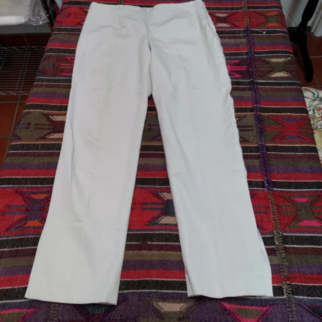 Womyn Made in USA Womens Stretch Mid-Rise Straight Leg Ankle Pants Ivory Size 4