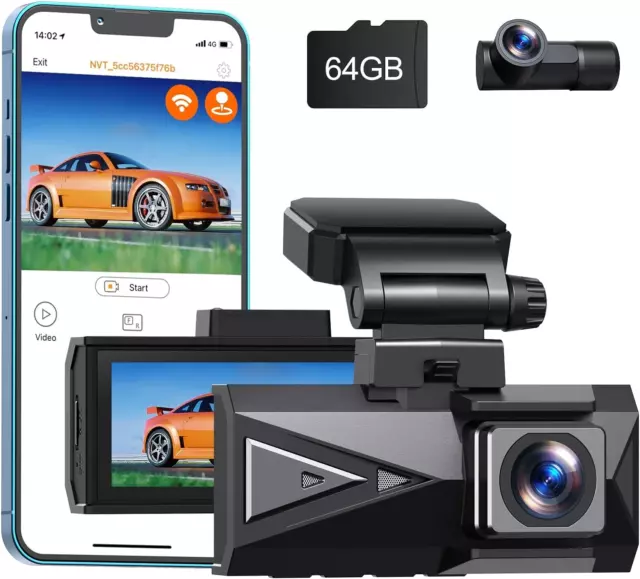 4K Doppia Dashcam, Frontale 4K+ Posteriore 4K@30FPS Doppia Dash Cam Auto Wifi Te