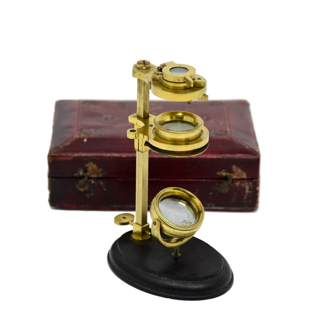 1837 Adams/Jones Botanical Microscope in Morocco Case with Dedication and Date 1837 Adams/Jones Botanical Microscope in Morocco Case with Dedication and Date